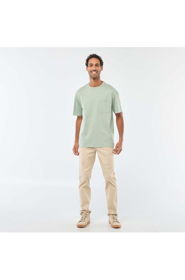 Plain Short-Sleeve T-Shirt with Chest Pocket GREEN