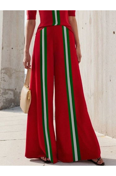 High Waisted Loose Contrast Color Pants Trousers