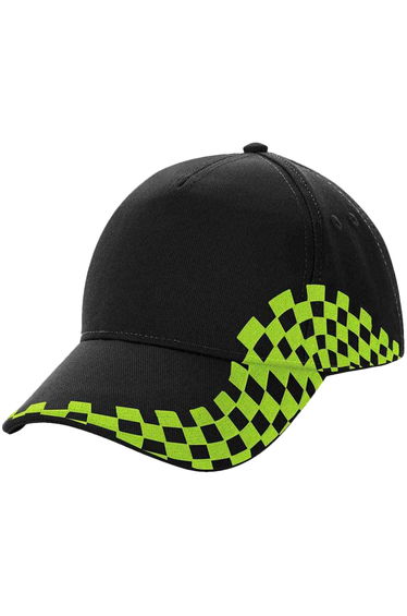 Beechfield Unisex Adult Grand Prix Baseball Cap - Black/Lime Green