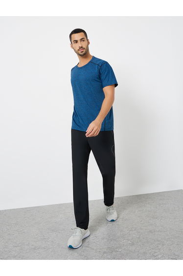 Men Blue Acid Wash Quick Dry Textured Training T-Shirt