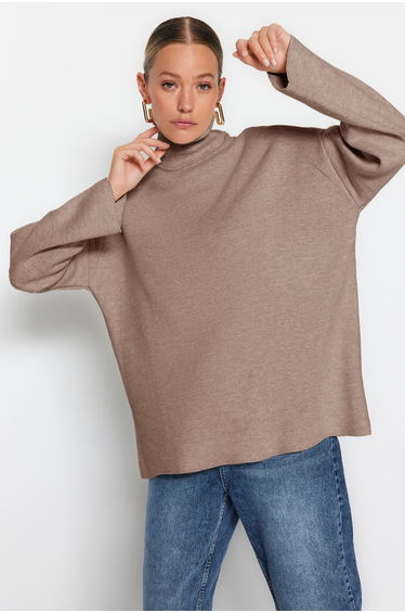 Mink Wide Fit Basic Knitwear Sweater