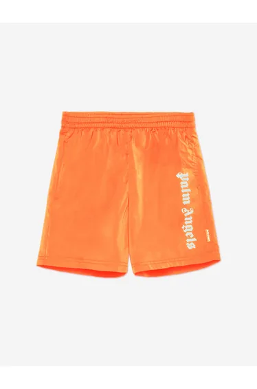 Palm Angels Boys Overlogo Swim Shorts in Orange