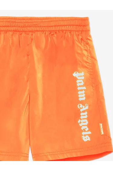 Palm Angels Boys Overlogo Swim Shorts in Orange