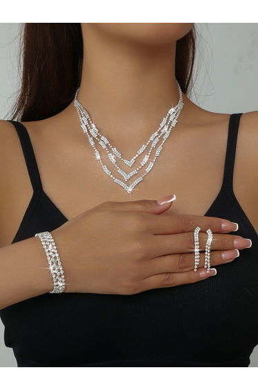 3-Piece Embellished Necklace, Bracelet And Earrings Jewelry Set