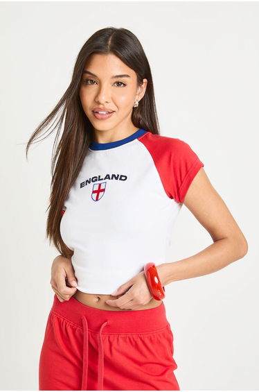 England Football Contrast Raglan Baby T-Shirt - white