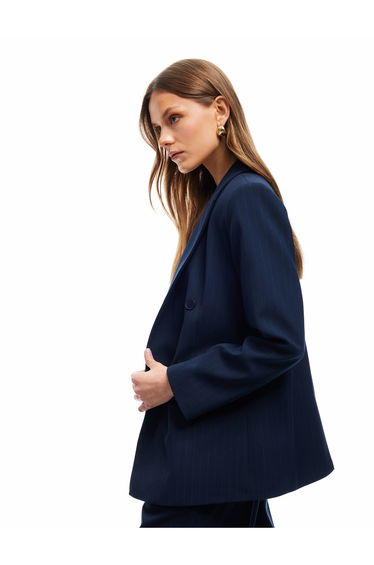 Long Sleeve Double Breasted Blazer Jacket with Pockets