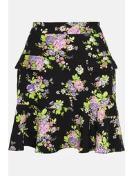 Floral Mini Skirt With Gold Buttons - 3