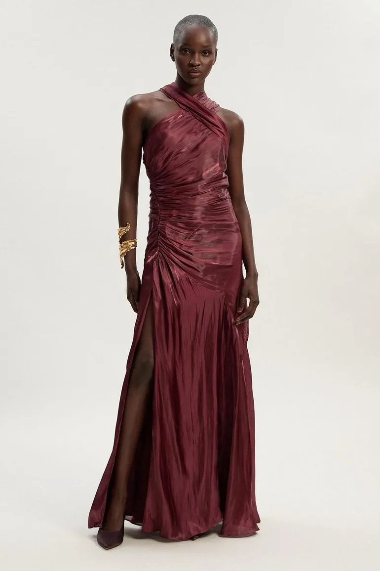 Digital Ophelia Liquid Metallic Split Woven Maxi Dress Karen Millen : Evening  Dresses : VogaCloset Oman