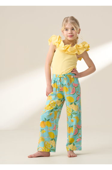 Lyla Blue Fruit Print Trousers