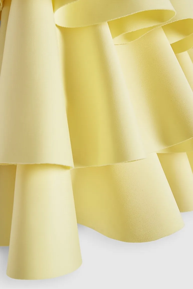 Girls Yellow Asymmetric Tiered Dress - 2