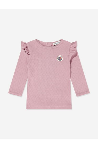 Moncler Enfant Baby Girls Long Sleeve Logo T-Shirt in Pink