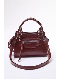 Claret Red Cross Strap Women's Mini Tote Bag - 4