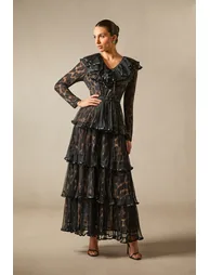 فستان ماكسي بطبقات متدرجة بكشكش بطبعة ليوبارد - 3