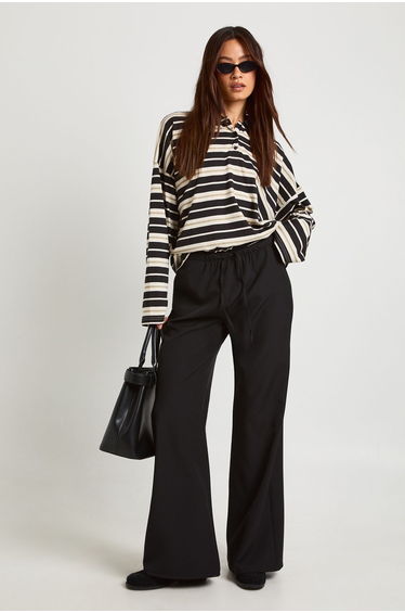 Tall Woven Elasticated Waist Trousers - black