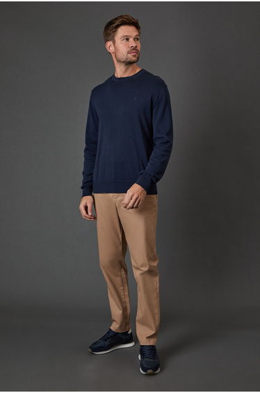 Long Sleeve Supima Cotton Crew Neck T Shirt Blue