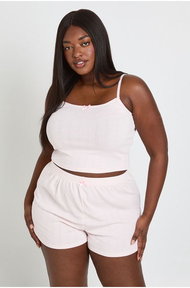 Plus Pointelle Cami Pyjama Top - baby pink