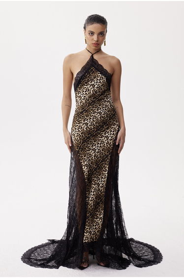 Elif Lace Leopard Maxi Dress