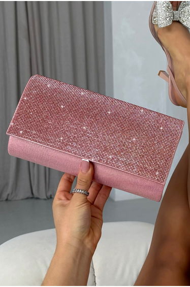 Lemonade Crystal Sparkle Clutch Bag Baby Pink