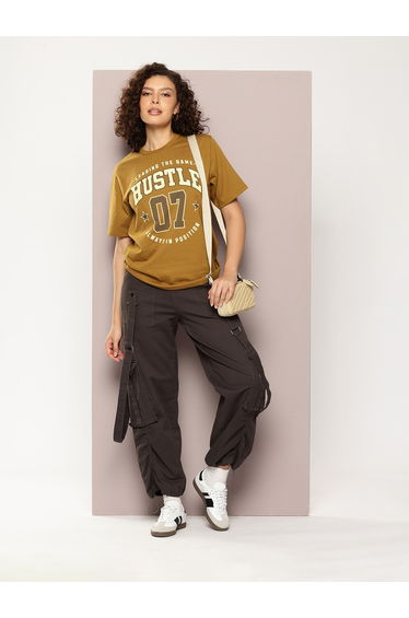 Women Oversized Sports Printed T-Shirt