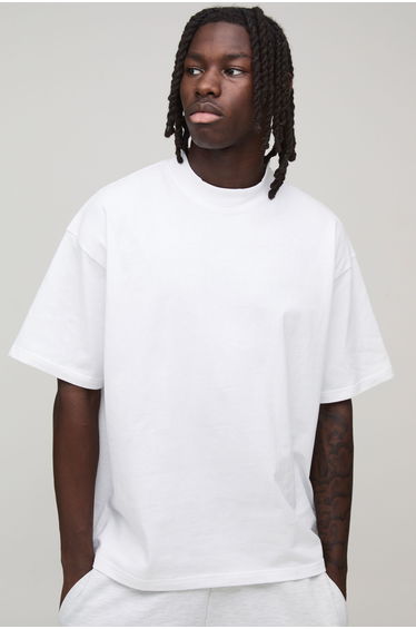 Basic Oversized Extended Neck T-Shirt - white