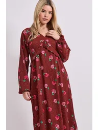 Floral Empire Seam Frill Detail Jersey Midi Dress - 1