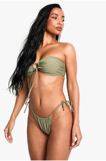 Swimwear Essentials Ruched Tie Side Brief - khaki