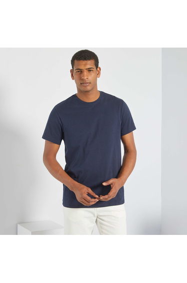 Plain jersey T-shirt dark blue