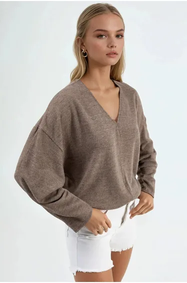 BUSEM V-Neck Long Sleeve Blouse