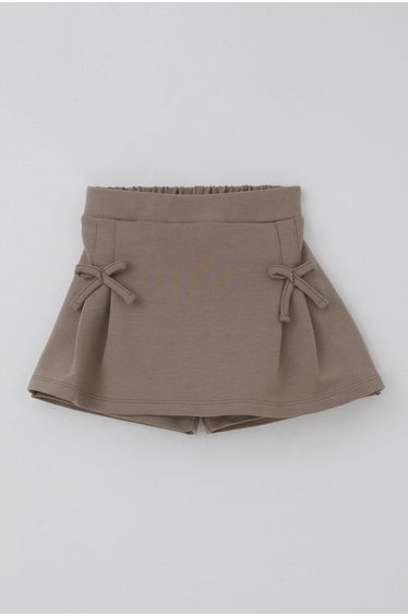 Girls' Short Skirt with Bow Accessory and Elastic Waist, Mink Color (Ages 3-7)