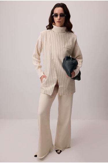 LINEN TEXTURED STRIPED VEST