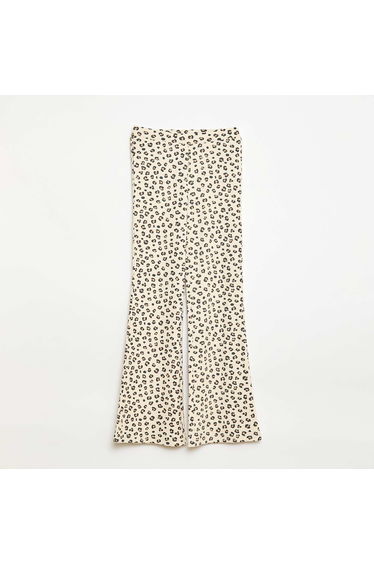 Ribbed Leggings with Pattern BEIGE