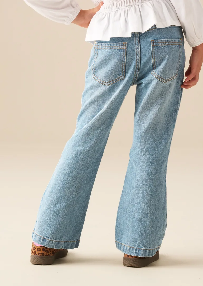 Millie Embroidered Flared Denim Jeans - Blue - 1