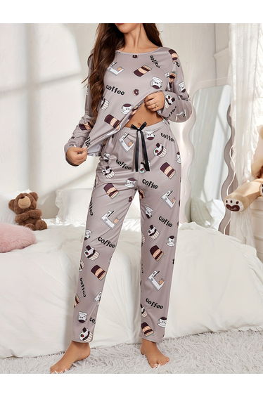 Graphic Printed Long Sleeve T-Shirt with Pants Set