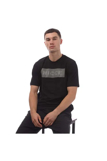 تيشيرت رجالي بطبعة شعار - أسود