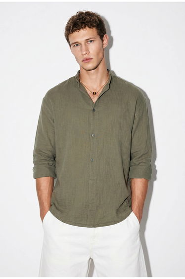 LUCCI Oversized Mandarin Collar Shirt