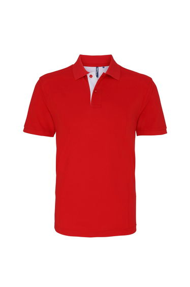 Asquith & Fox Mens Classic Fit Contrast Polo Shirt - Red/White