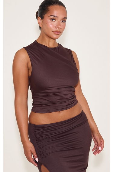 Shape Mocha Wrap Across Sleeveless Top
