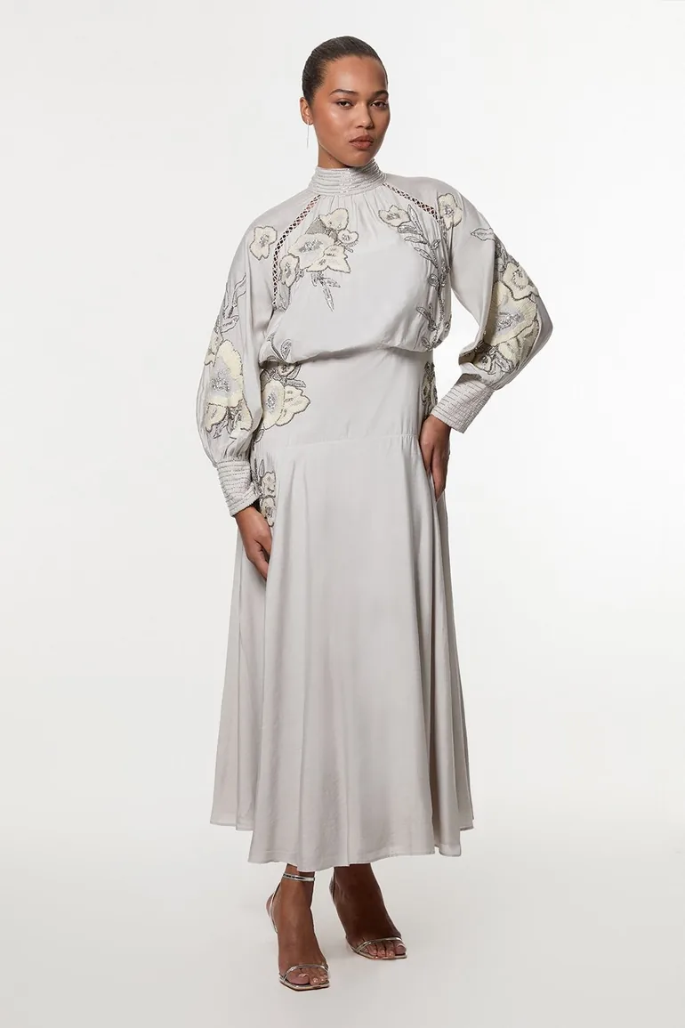 sachin and babi light blue dress Sienna Shell Floral Embroidered Maxi Dress  Frock and Frill