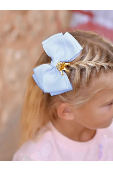 Angels Face Girls Big Bow with Crown in Blue