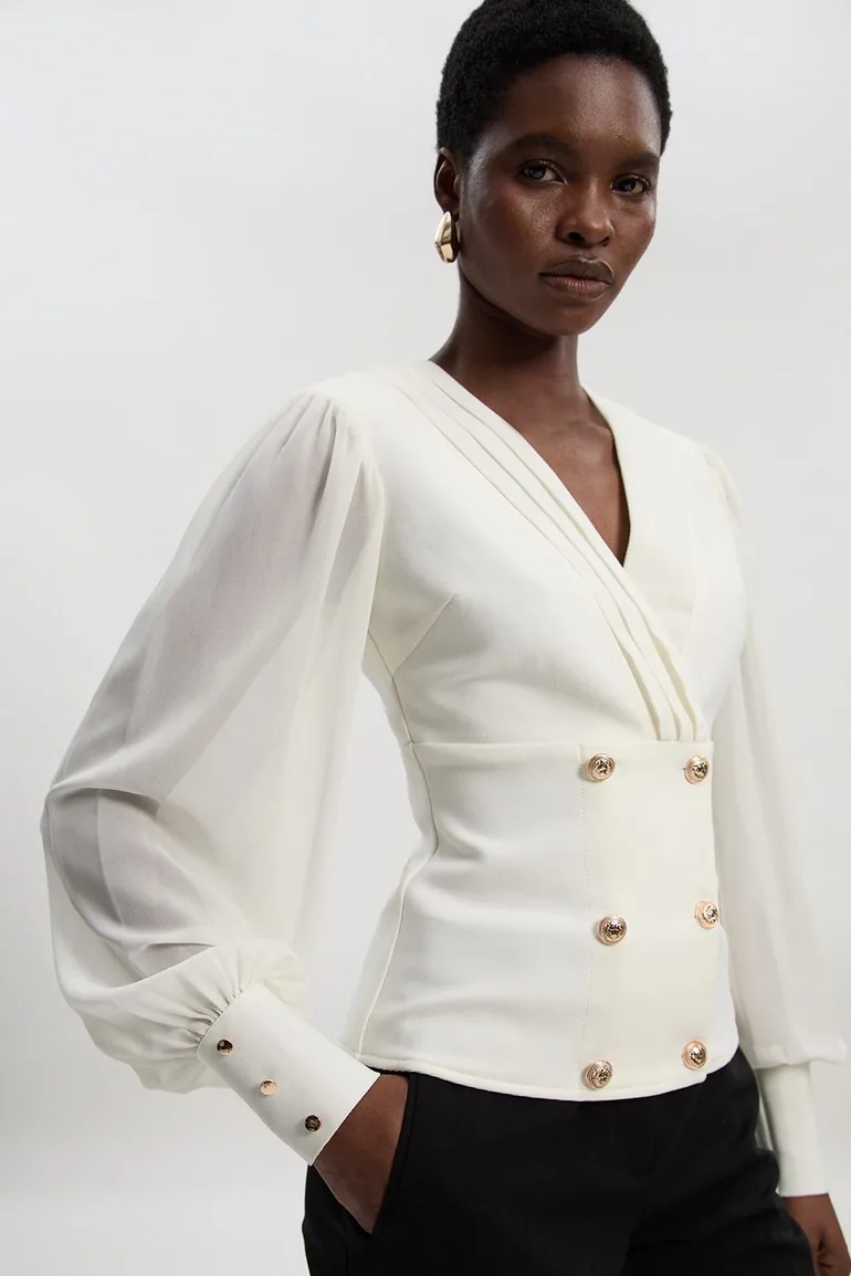 بليزر كارين ميلين أبيض بطول الخصر - 1