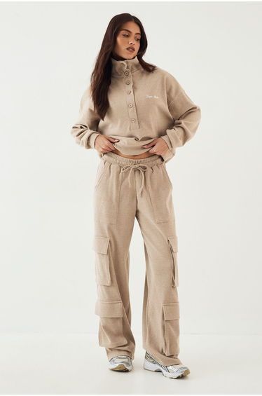 DSGN Studio Brushed Rib Cargo Jogger - stone