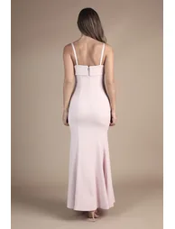 Strappy Fitted Satin Trim Dress - 2