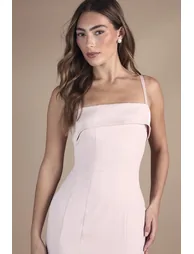 Strappy Fitted Satin Trim Dress - 1