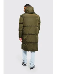 Tall 4 Pocket Longline Hooded Puffer - khaki - 1