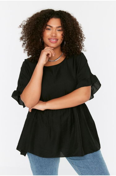 Plus Size Blouse - Black - Oversize