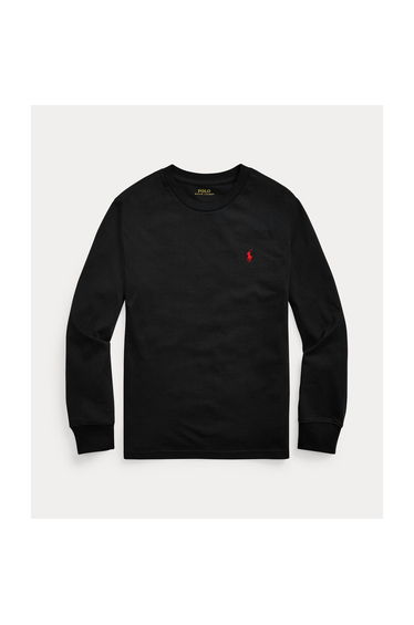 Embroidered Logo Cotton T-Shirt with Long Sleeves