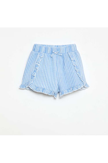 Waffle Knit Ruffled Shorts BLUE