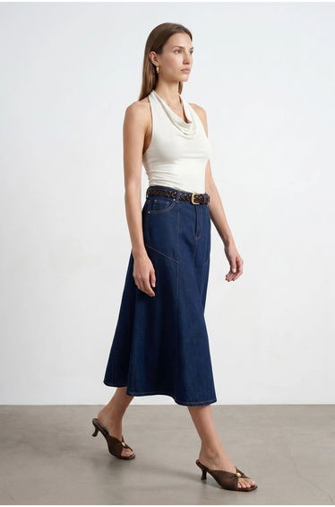 Dilvin Sleeveless Cowl Neck Tie Blouse