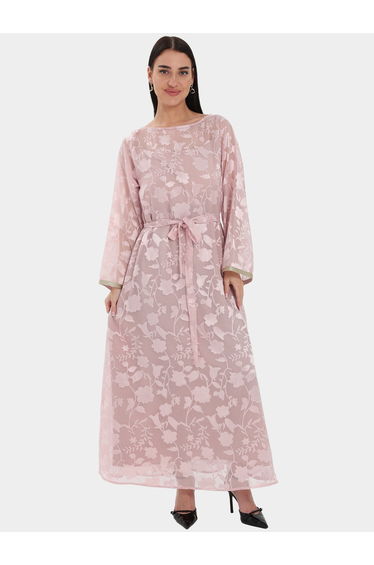 Pink Flora Burnout Waist Tie Jalabiya