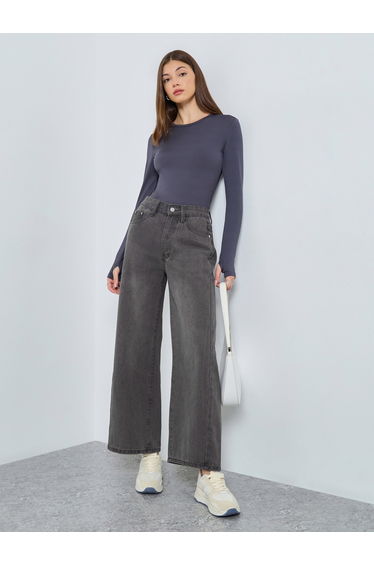 High Rise Low Fade Wide Leg Jeans